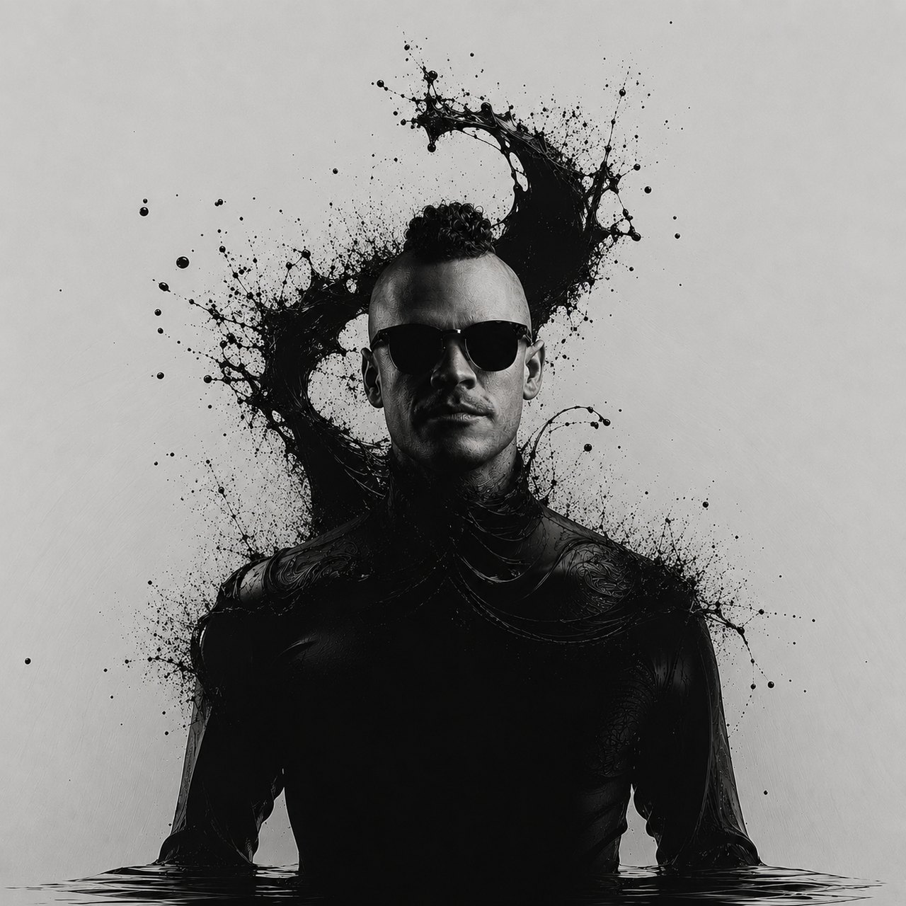 Audiofreq artist portrait emerging from dark water